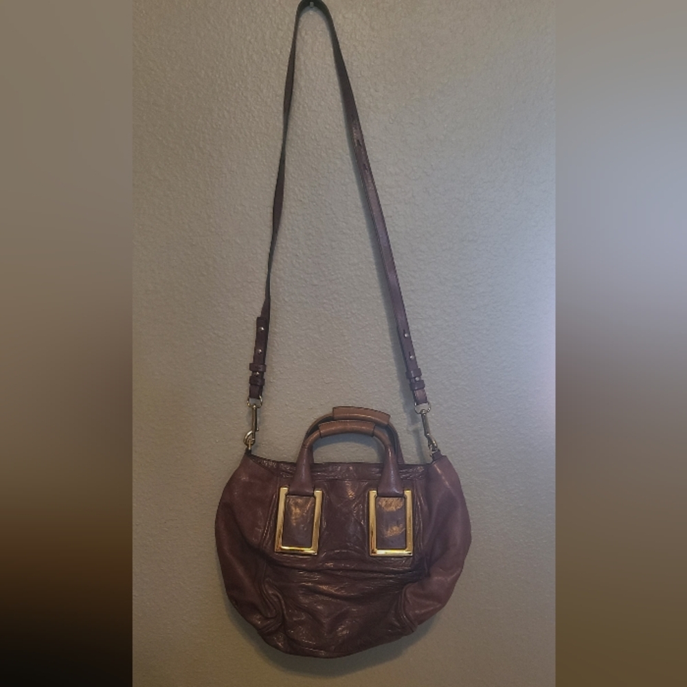 Chloe Burgundy Leather Satchel with Gold Hardware - Picture 8 of 13